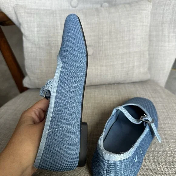 Vivaia Square Toe Margot Mary Janes Shoes Flats Denim Blue Size 35 US Sz 5 - Picture 8 of 10
